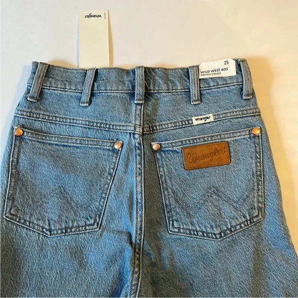 Wrangler 25 x 28 Jeans Wild West 603 High Rise Straight Earthwash Blue NWT